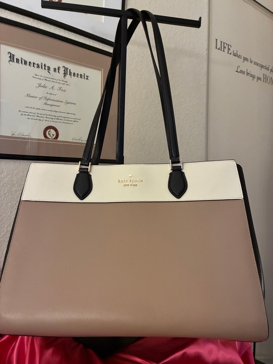 kate spade Handbags - kate spade Two-Tone Beige, Cream & Black Saffiano Tote
